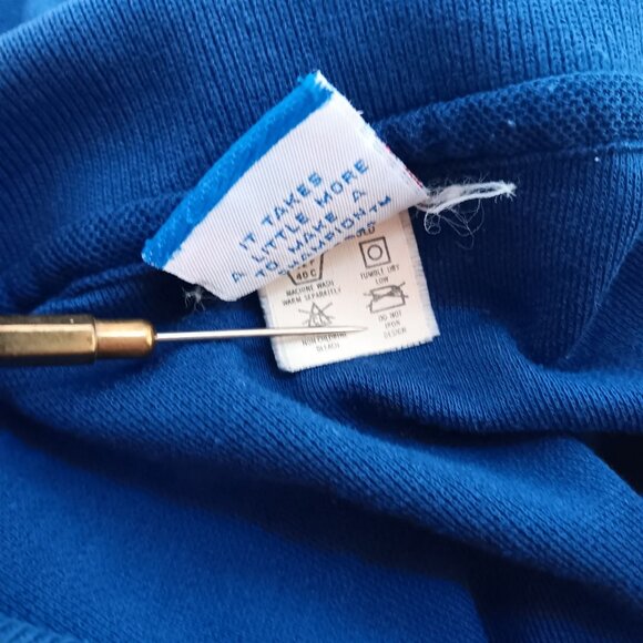 Vintage Mens Polo Shirt LARGE 80's CHAMPION KNIT EMBROIDERED SEMINARY BLUE GOLF - Picture 9 of 9